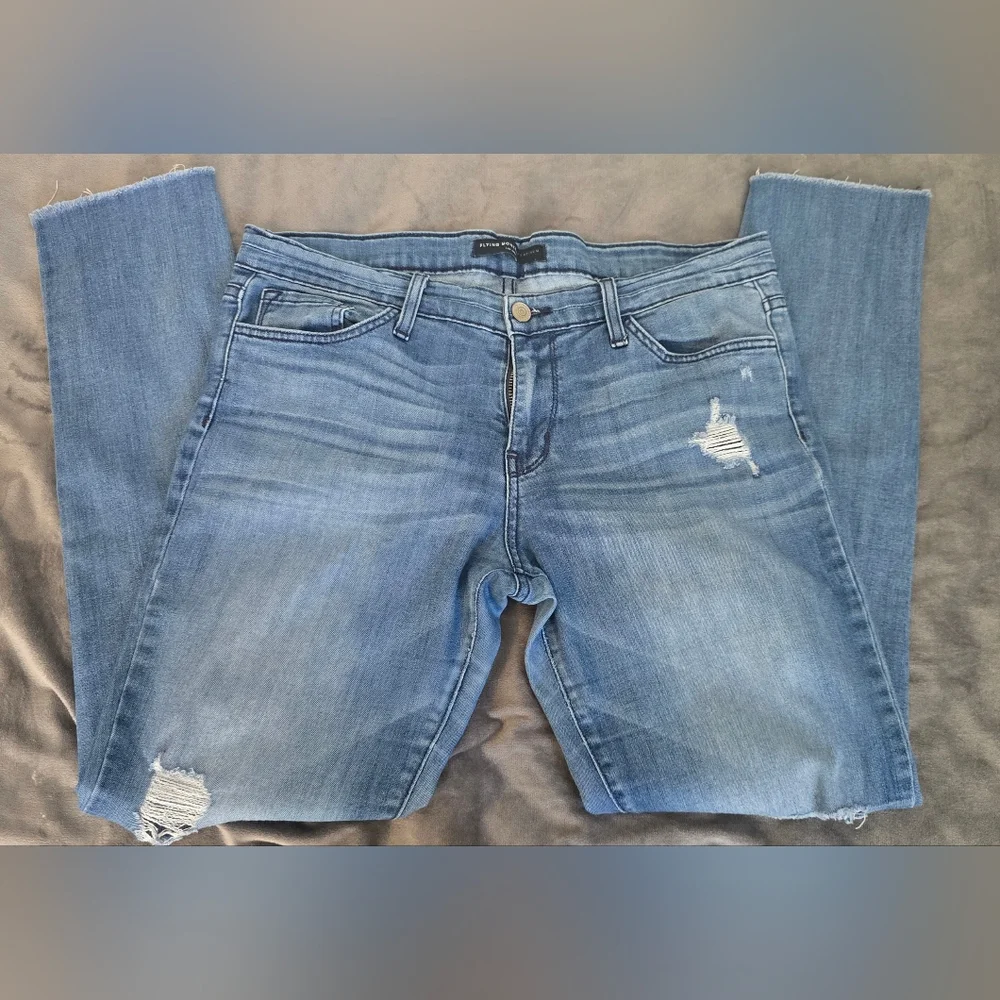 Flying Monkey Low Rise Womens Jeans Size 29 Raw Hem, Distressed - Picture 6 of 8